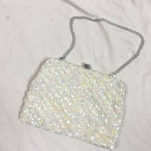 White Sequin Clutch